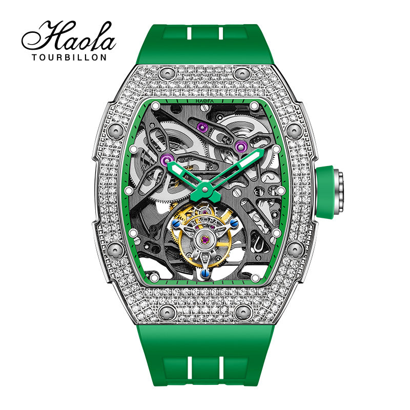 HAOFA 1901-1S Automatic Tourbillon Double Spring 72 Hours power Free-sprung Balance Wathces Crystal Bezel