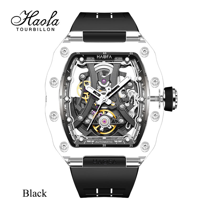 Haofa 2326 K9 Crystal Racing Track Dial Transparent Case 60H Watch