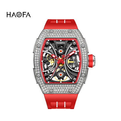 Haofa 1909S Men‘s Automatic Winding Watches Full Diamond Stainless Steel Case
