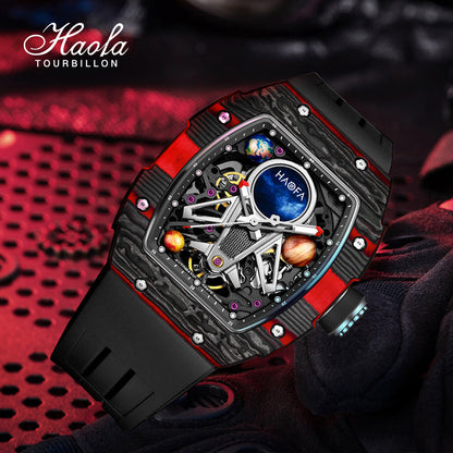 HAOFA 3D Spaceship Automatic Movement Carbon Fiber 5ATM Men Watch 1971