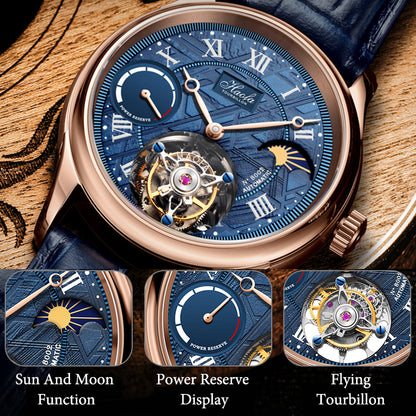 Haofa 8002 72H Sun And Moon Flying Tourbillon Automatic Watch