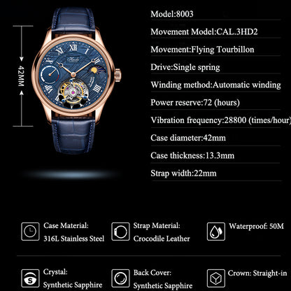 Haofa 8002 72H Sun And Moon Flying Tourbillon Automatic Watch