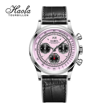 【Pre-sale】Haofa 2371 Black Pink 100pcs Chronograph Watch Tachymeter Automatic Movement WristWatch