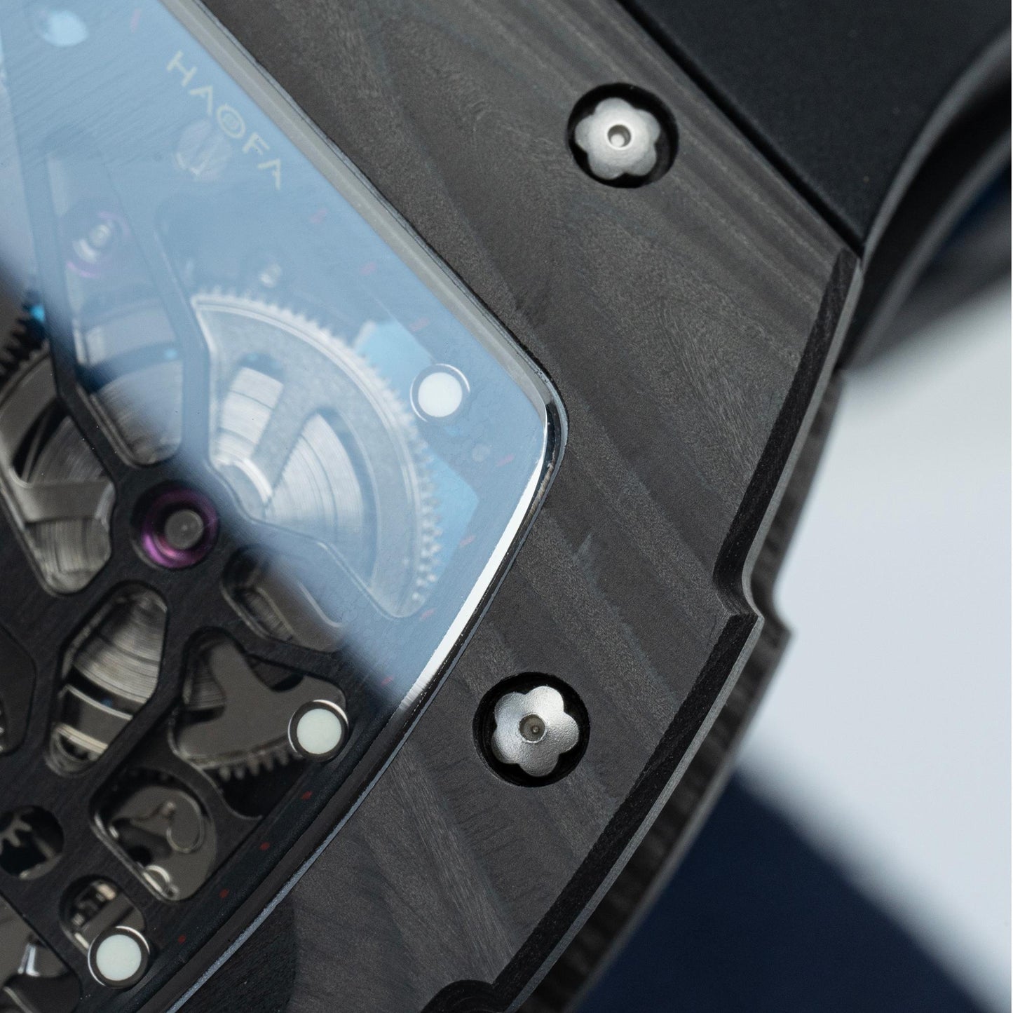 HAOFA Automatic Tourbillon Movement Free-sprung Balance 1901-1 Double Spring carbon fiber bezel Titanium magnesium