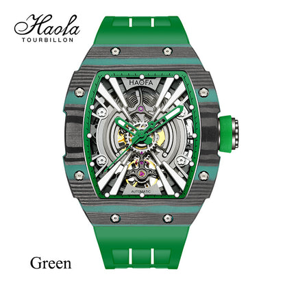 Haofa 1906 double Carbon Fiber Mechanical Watch 80 Hours power Skeleton