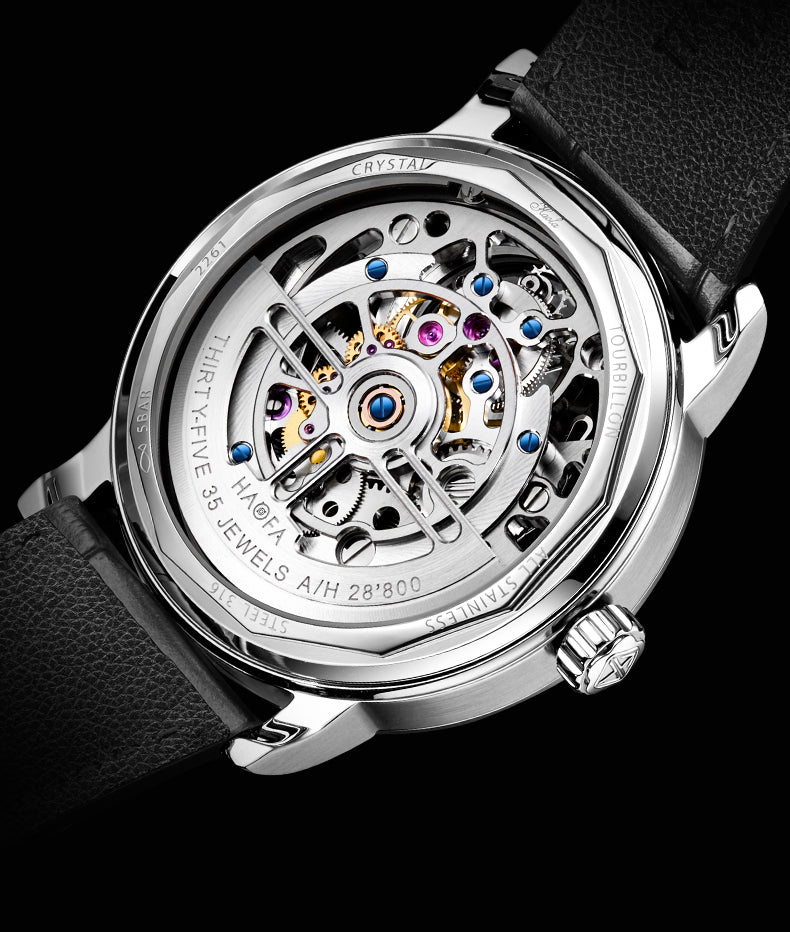 HAOFA 3D GALAXY DOUBLE BARREL AUTOMATIC TOURBILLON K9 Crystal Bezel (GIFT CRYSTAL GALAXY BALL ) MODEL 2269