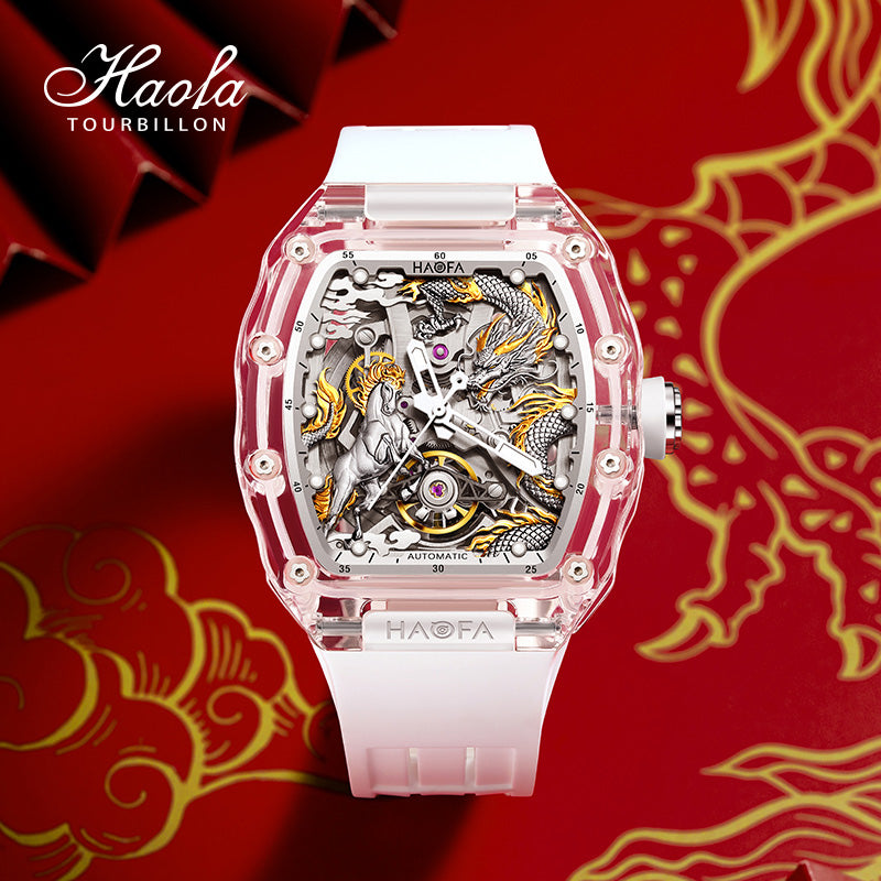 Haofa Crystal 2323 3D Dragon and Horse 72H Automatic Watch