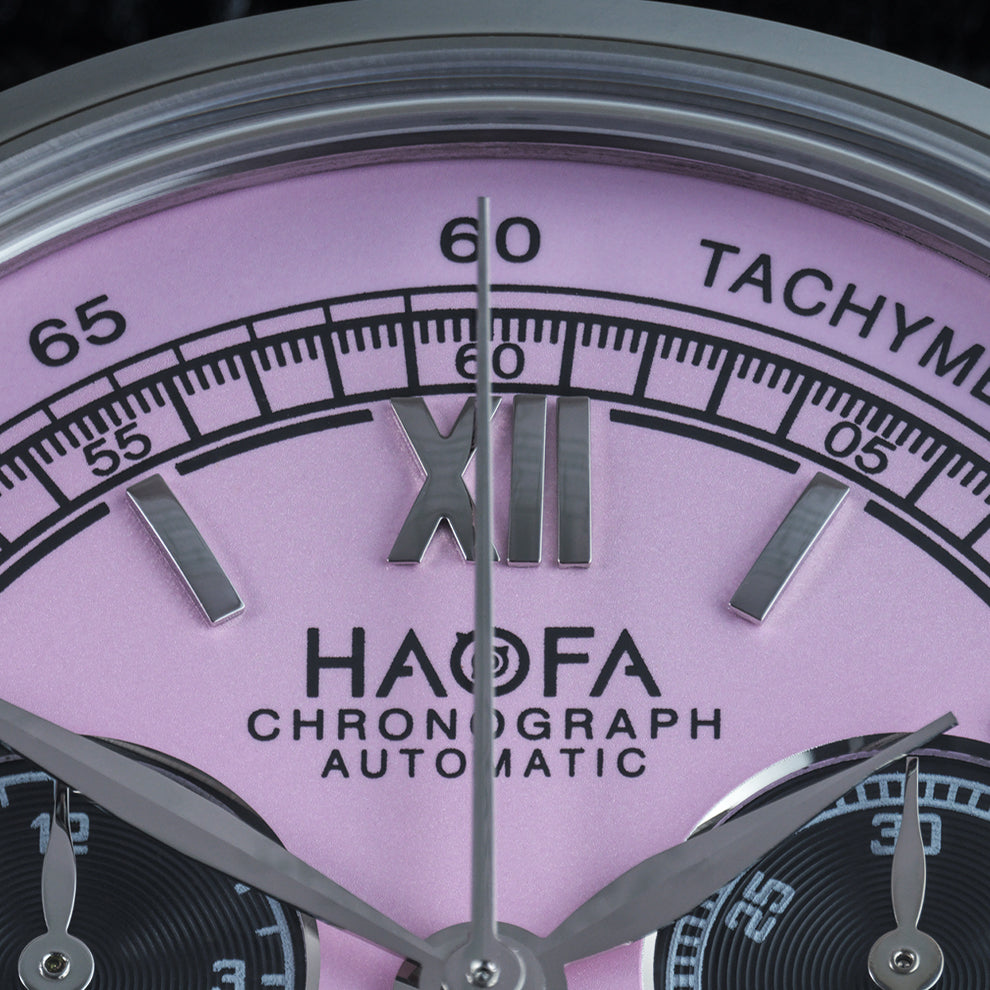 【Pre-sale】Haofa 2371 Black Pink 100pcs Chronograph Watch Tachymeter Automatic Movement WristWatch