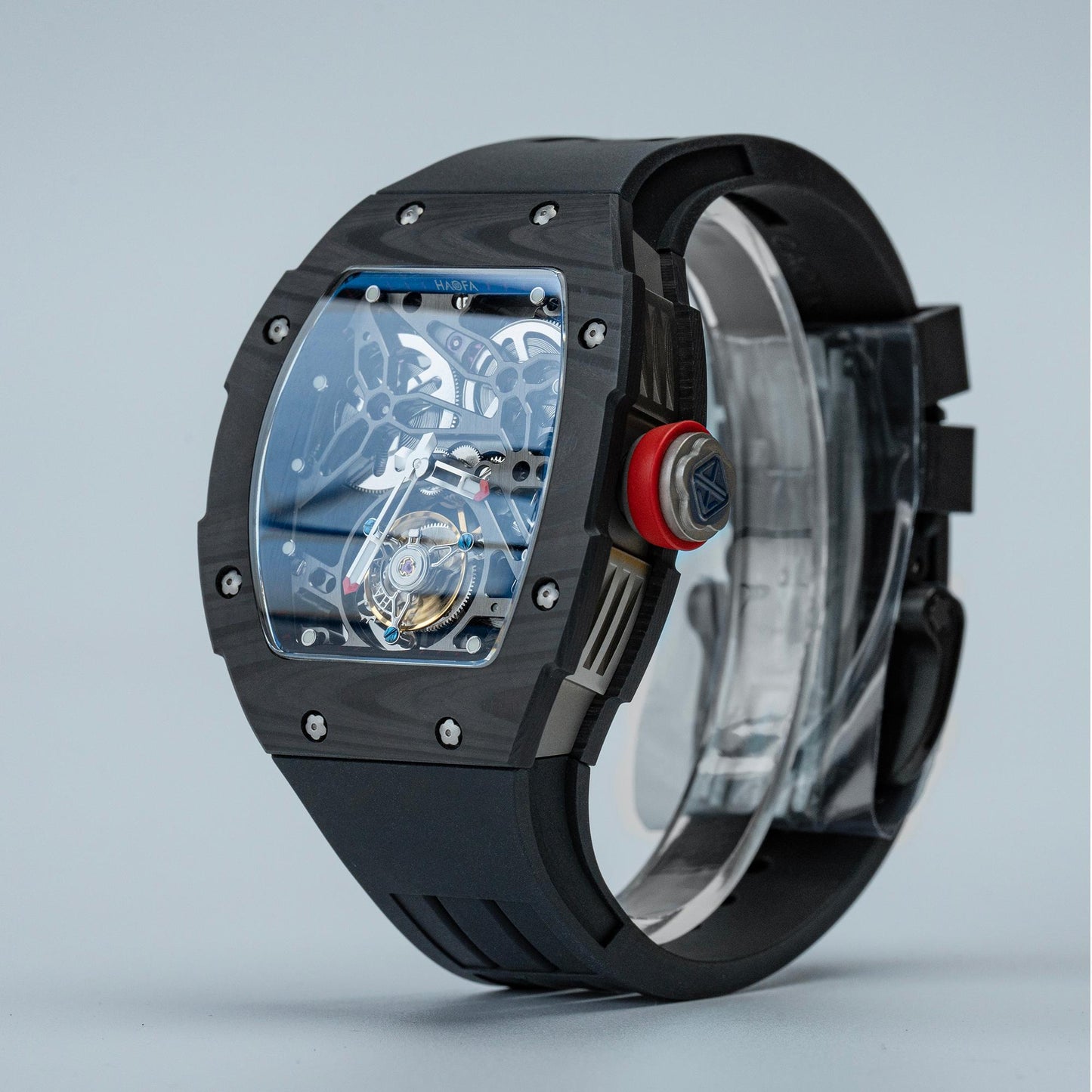 HAOFA Automatic Tourbillon Movement Free-sprung Balance 1901-1 Double Spring carbon fiber bezel Titanium magnesium