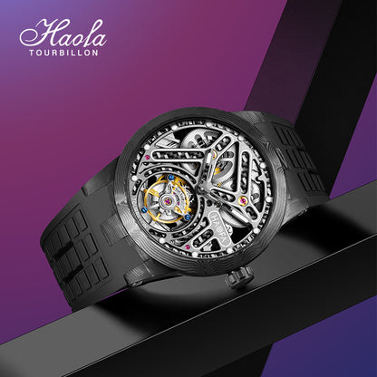 HAOFA 2330 Double Spring Carbon Fibre Round Automatic Tourbillon Watch