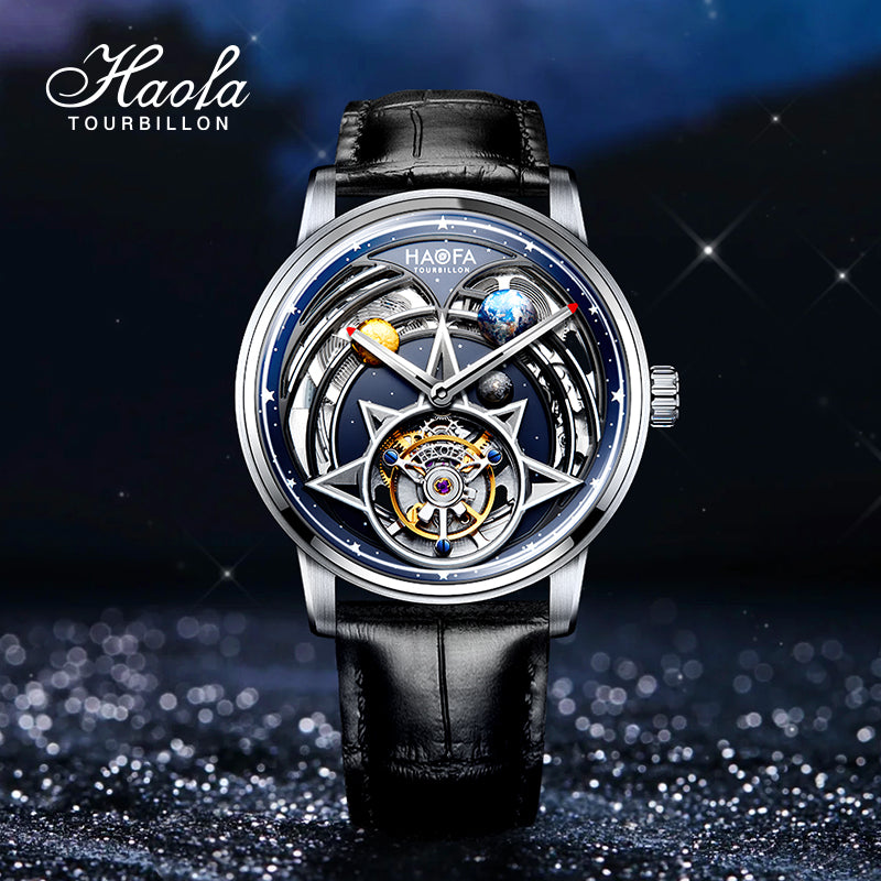 HAOFA 3D Galaxy double barrel Automatic Tourbillon (Gift Crystal Galaxy ball ) Model 2268