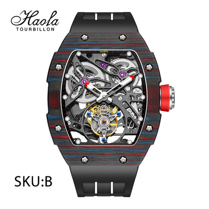 HAOFA Automatic Tourbillon Movement Free-sprung Balance 1901-1 Double Spring carbon fiber bezel Titanium magnesium