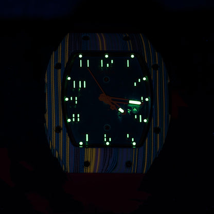 Haofa 1975 Colorful Carbon Fiber Case Automatic Movement 80H Power Reserve Skeleton Sapphire Crystal Wrist Watch