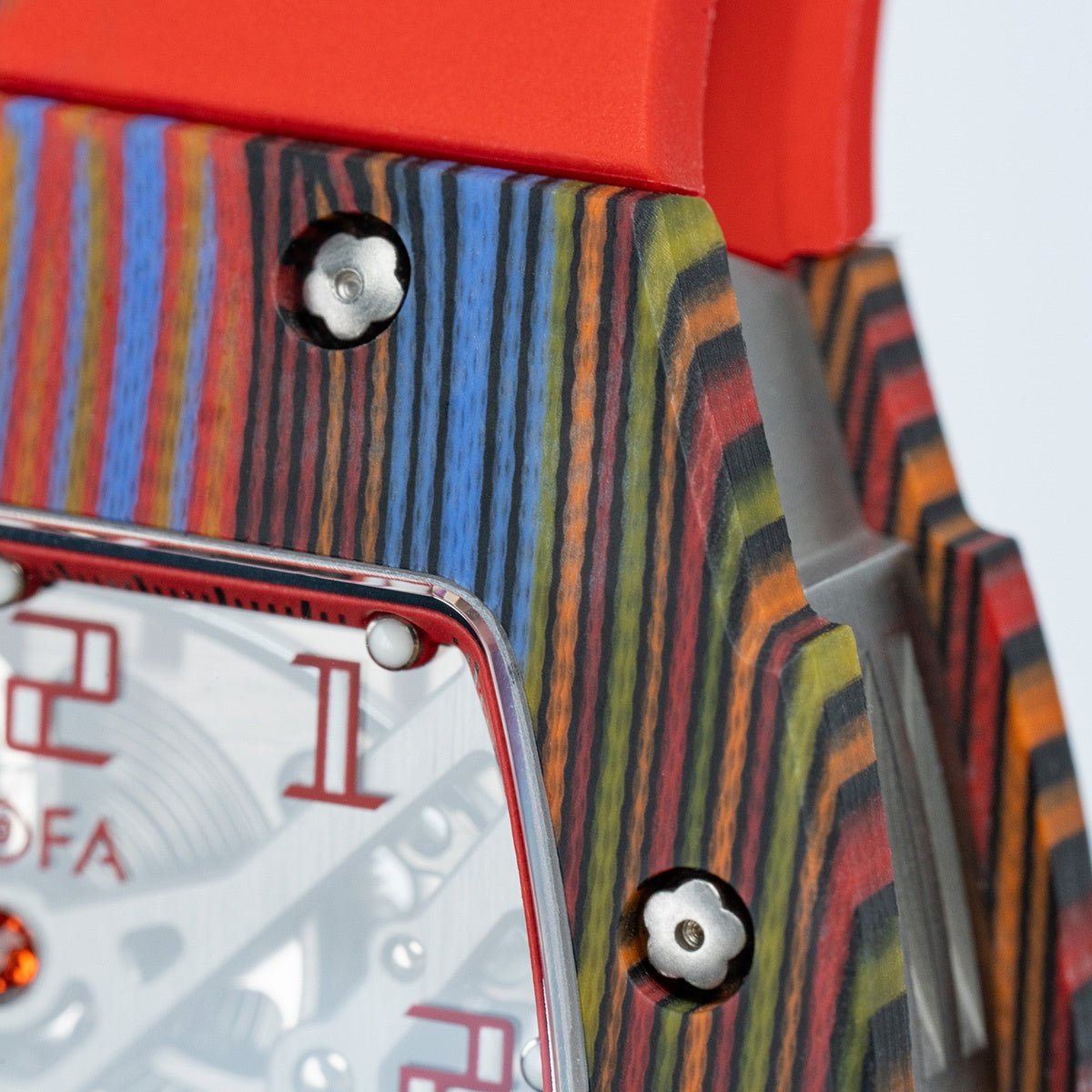 Haofa 1975 Colorful Carbon Fiber Case Automatic Movement 80H Power Reserve Skeleton Sapphire Crystal Wrist Watch