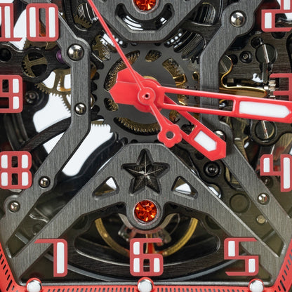 Haofa 1975 Colorful Carbon Fiber Case Automatic Movement 80H Power Reserve Skeleton Sapphire Crystal Wrist Watch