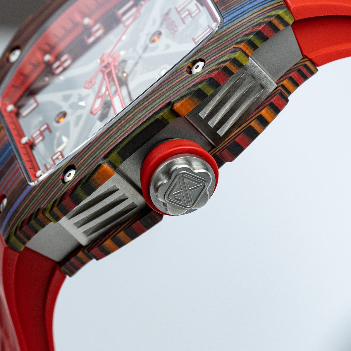 Haofa 1975 Colorful Carbon Fiber Case Automatic Movement 80H Power Reserve Skeleton Sapphire Crystal Wrist Watch