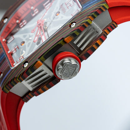 Haofa 1975 Colorful Carbon Fiber Case Automatic Movement 80H Power Reserve Skeleton Sapphire Crystal Wrist Watch