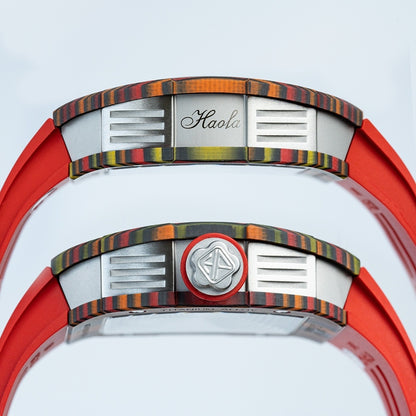 Haofa 1975 Colorful Carbon Fiber Case Automatic Movement 80H Power Reserve Skeleton Sapphire Crystal Wrist Watch
