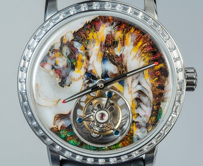 【Pre-sale】Haofa 2261 Karat Gold Cloisonne Enamelled Zircon Bezel Flying Tourbillon Watch