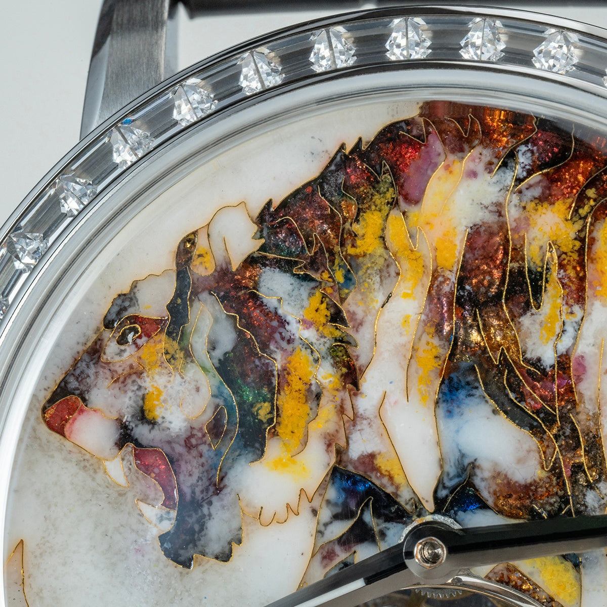 【Pre-sale】Haofa 2261 Karat Gold Cloisonne Enamelled Zircon Bezel Flying Tourbillon Watch