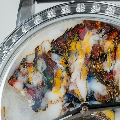 【Pre-sale】Haofa 2261 Karat Gold Cloisonne Enamelled Zircon Bezel Flying Tourbillon Watch