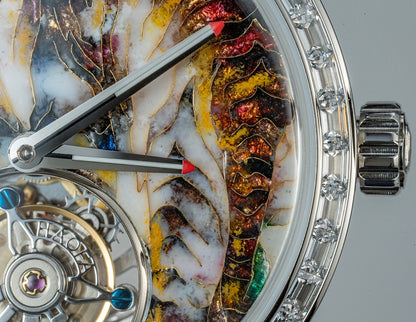 【Pre-sale】Haofa 2261 Karat Gold Cloisonne Enamelled Zircon Bezel Flying Tourbillon Watch