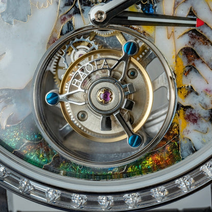 【Pre-sale】Haofa 2261 Karat Gold Cloisonne Enamelled Zircon Bezel Flying Tourbillon Watch
