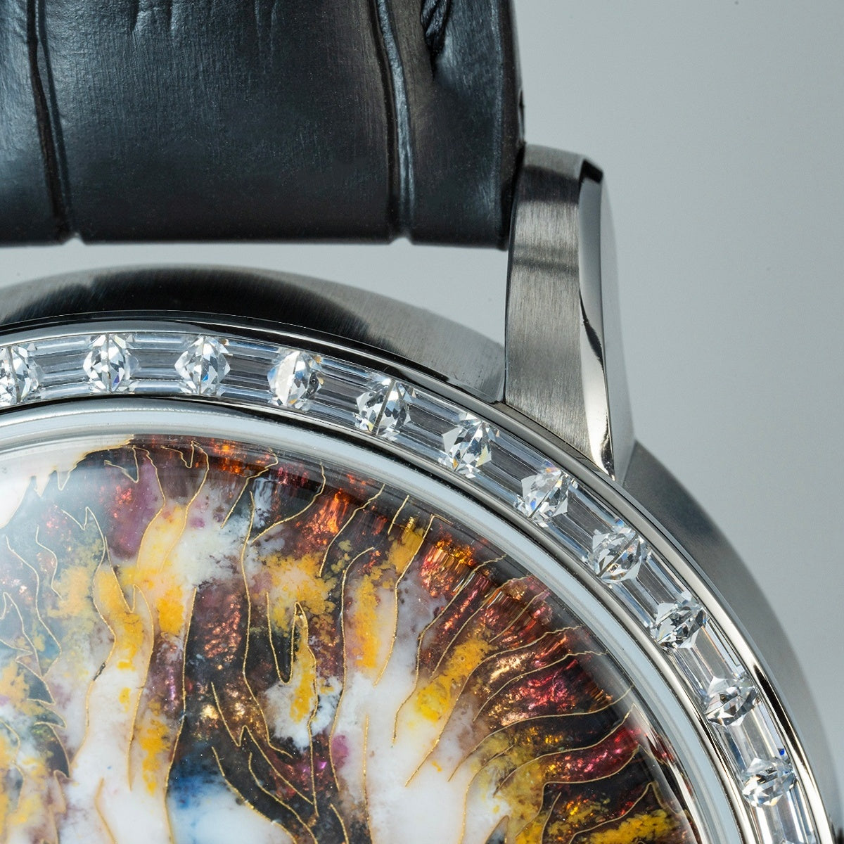 【Pre-sale】Haofa 2261 Karat Gold Cloisonne Enamelled Zircon Bezel Flying Tourbillon Watch