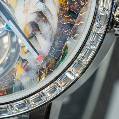 【Pre-sale】Haofa 2261 Karat Gold Cloisonne Enamelled Zircon Bezel Flying Tourbillon Watch