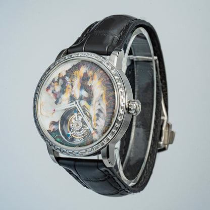 【Pre-sale】Haofa 2261 Karat Gold Cloisonne Enamelled Zircon Bezel Flying Tourbillon Watch