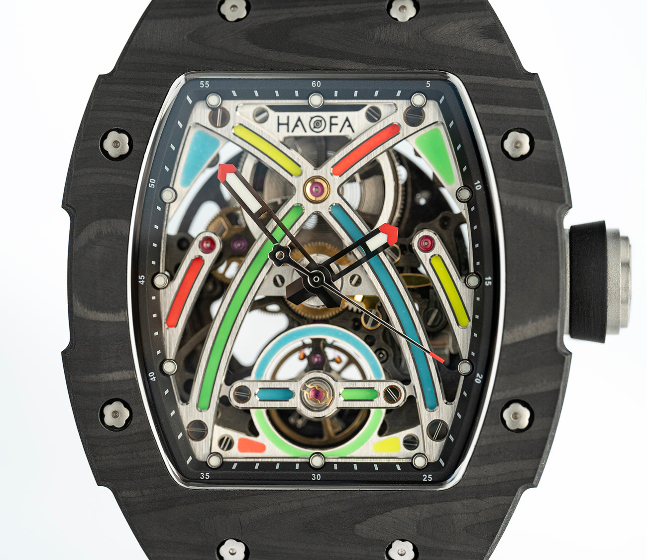 HAOFA Color Luminous Dial Carbon Fiber Automatic Watch 1970