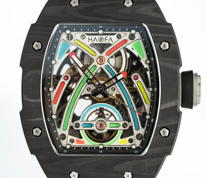HAOFA Color Luminous Dial Carbon Fiber Automatic Watch 1970