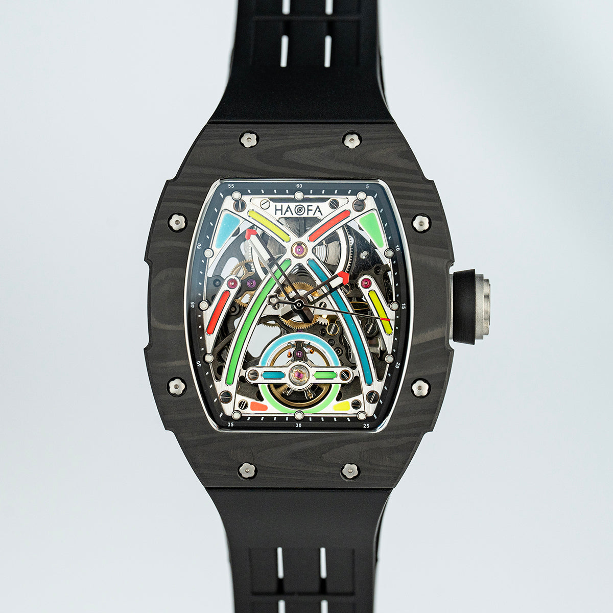 HAOFA Color Luminous Dial Carbon Fiber Automatic Watch 1970