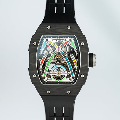 HAOFA Color Luminous Dial Carbon Fiber Automatic Watch 1970