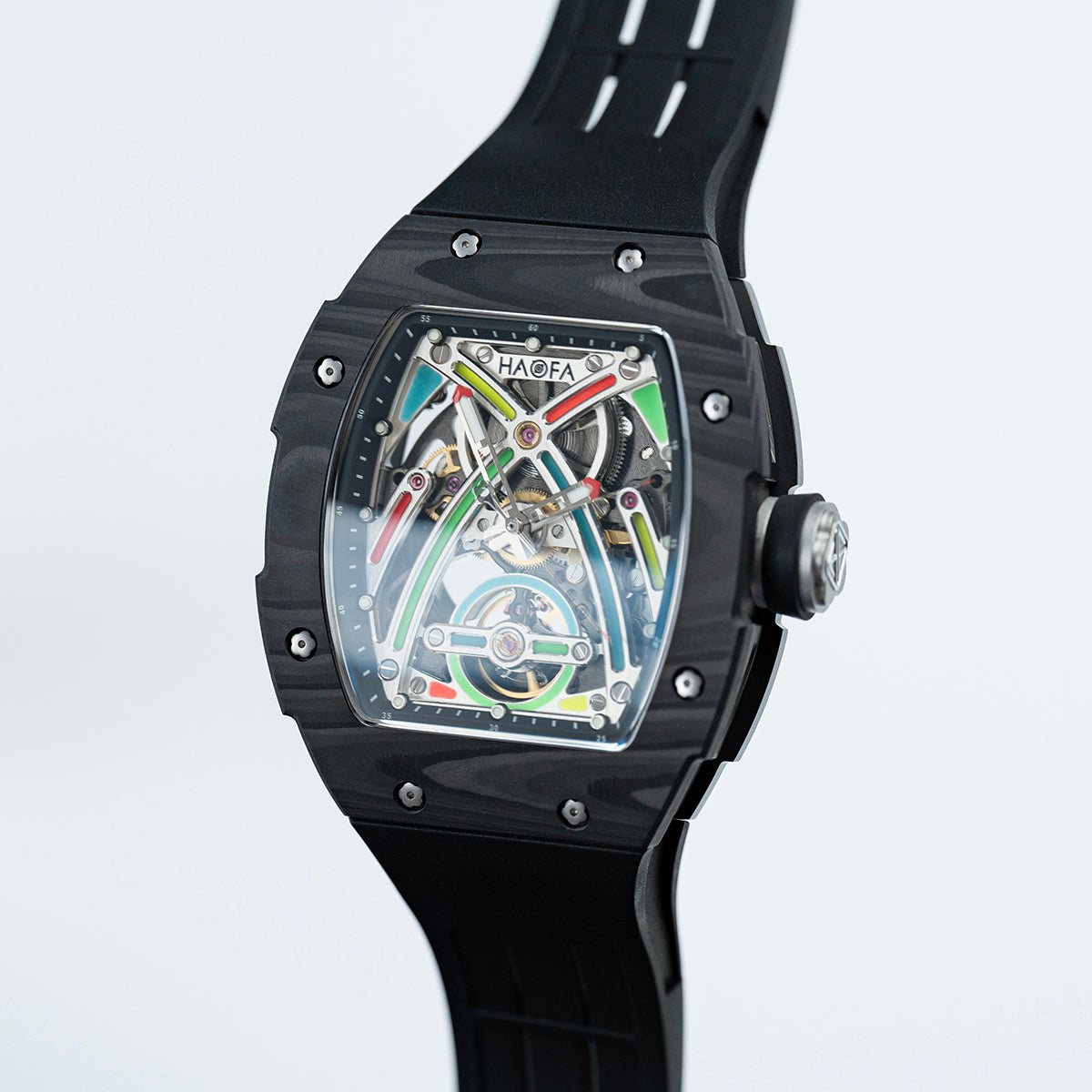 HAOFA Color Luminous Dial Carbon Fiber Automatic Watch 1970