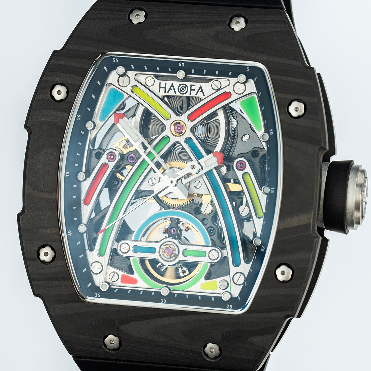 HAOFA Color Luminous Dial Carbon Fiber Automatic Watch 1970