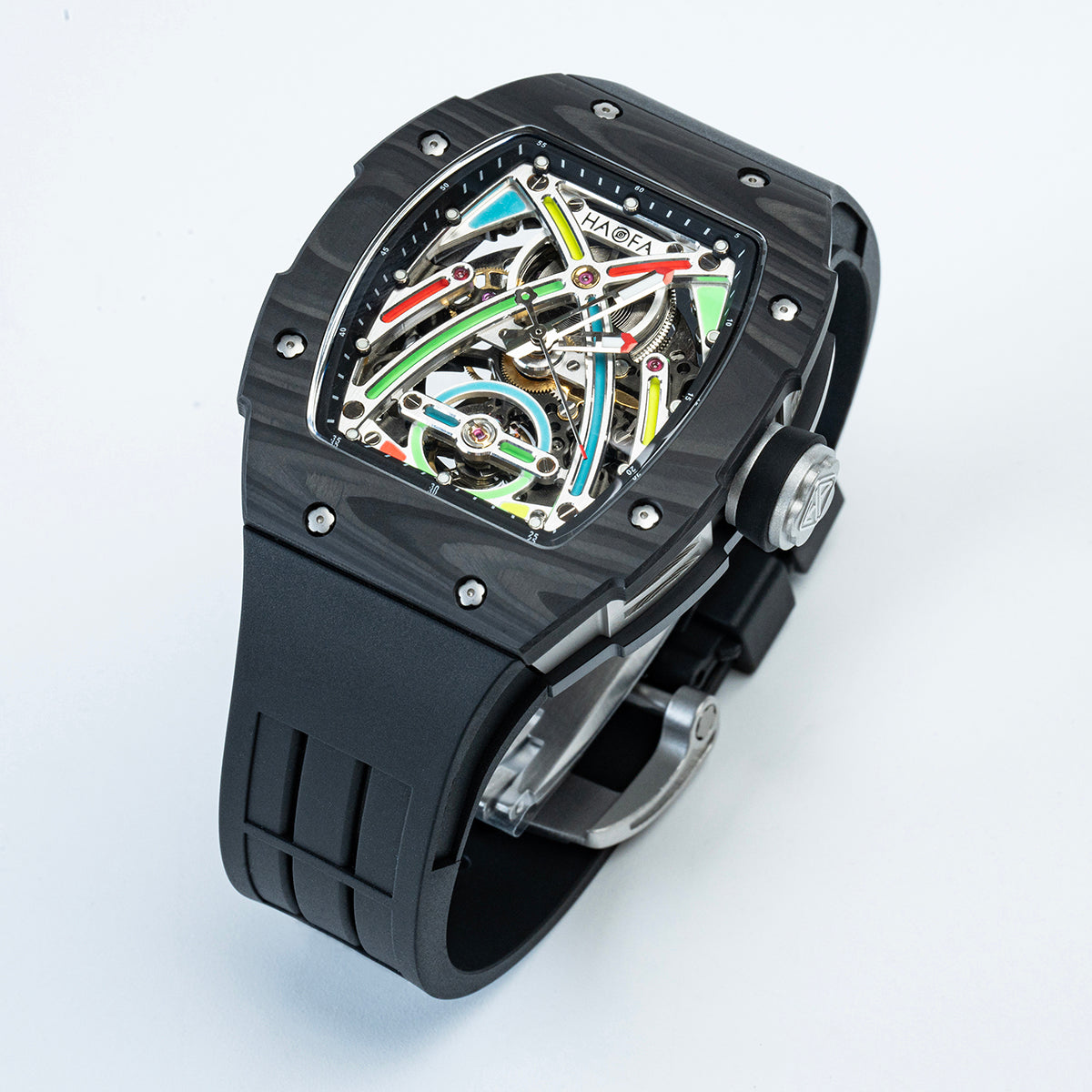 HAOFA Color Luminous Dial Carbon Fiber Automatic Watch 1970