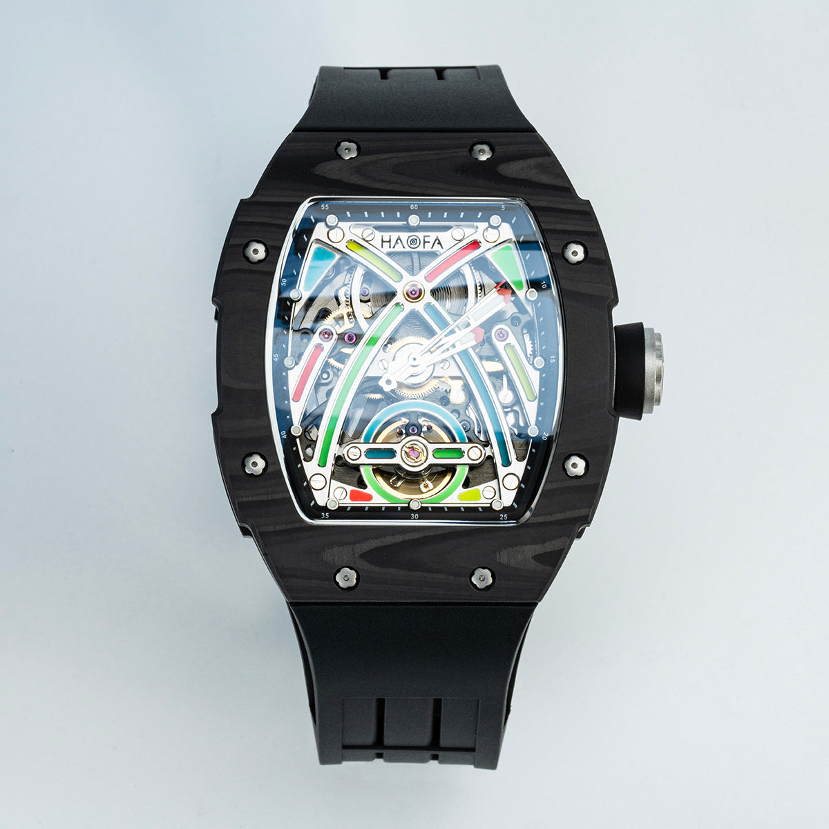 HAOFA Color Luminous Dial Carbon Fiber Automatic Watch 1970