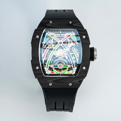 HAOFA Color Luminous Dial Carbon Fiber Automatic Watch 1970