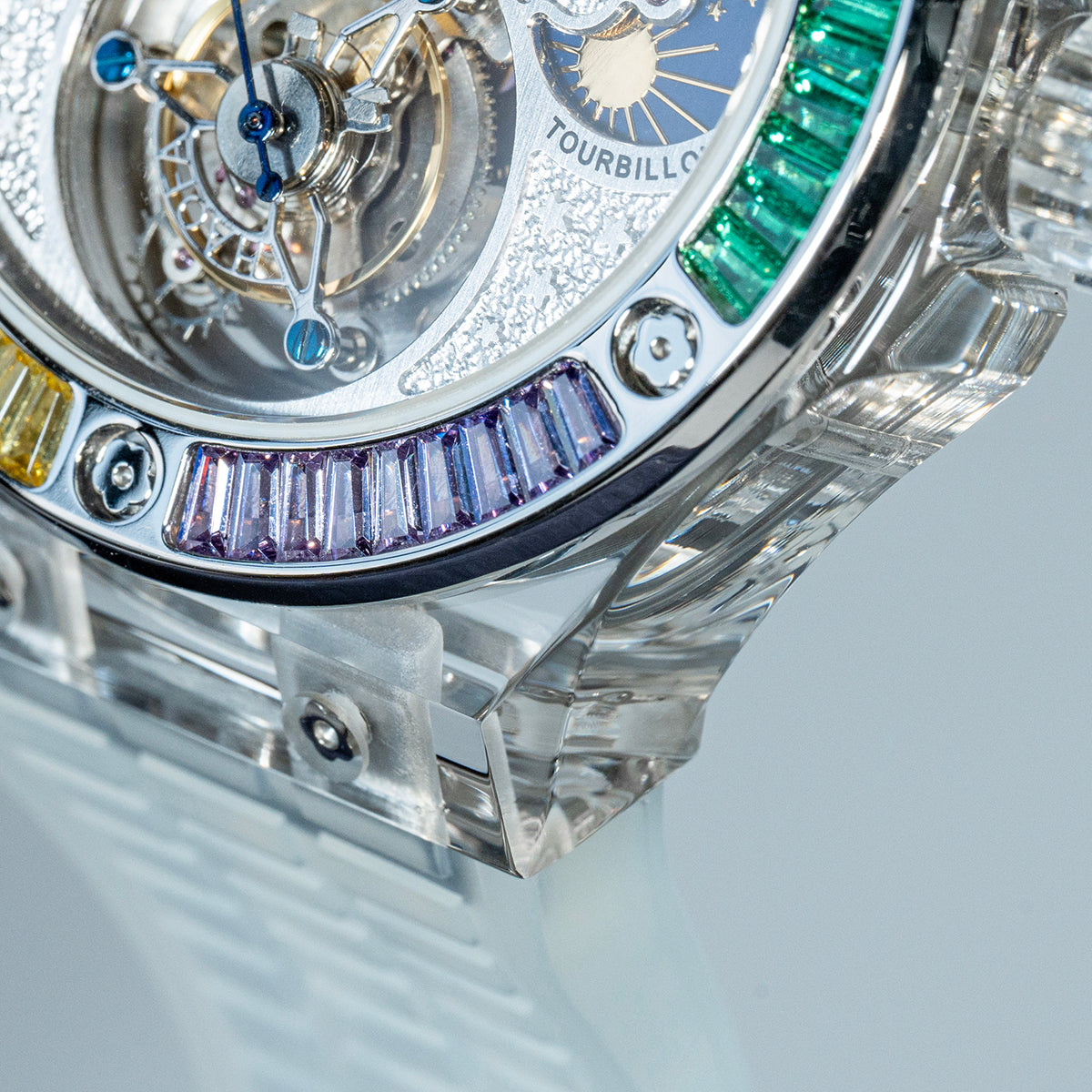 Haofa Crystal Case Skeleton Tourbillon GMT Watch 2101