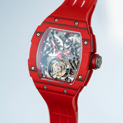 HAOFA Automatic Tourbillon Movement Free-sprung Balance 1901-1 Double Spring carbon fiber bezel Titanium magnesium