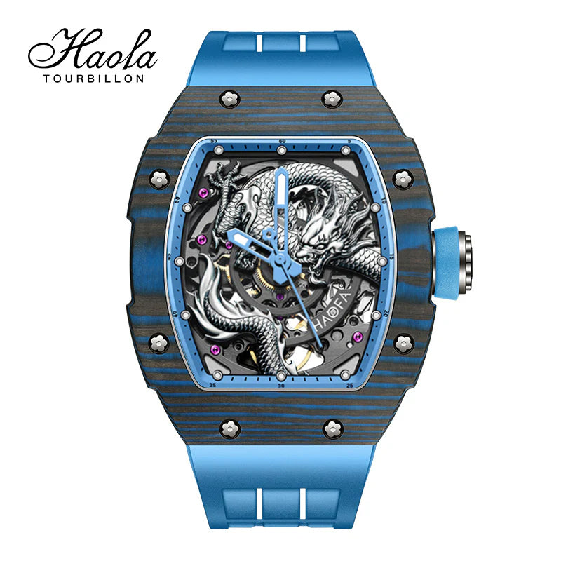 HAOFA 3D Dragon Carbon Fiber 80 hours power 28800/hz Automatic Watches 1968N