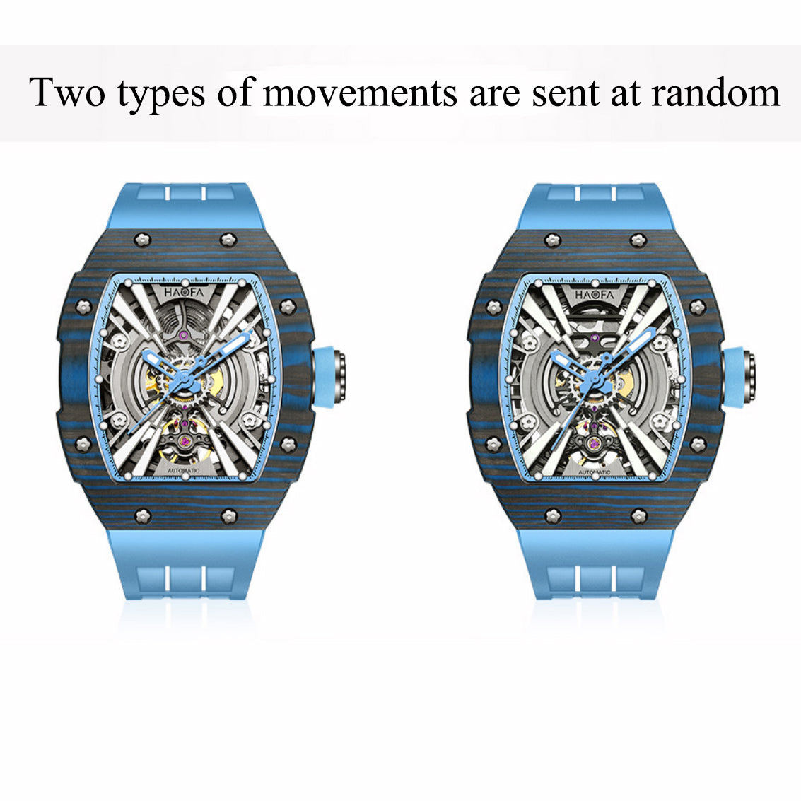 Haofa 1906 double Carbon Fiber Mechanical Watch 80 Hours power Skeleton