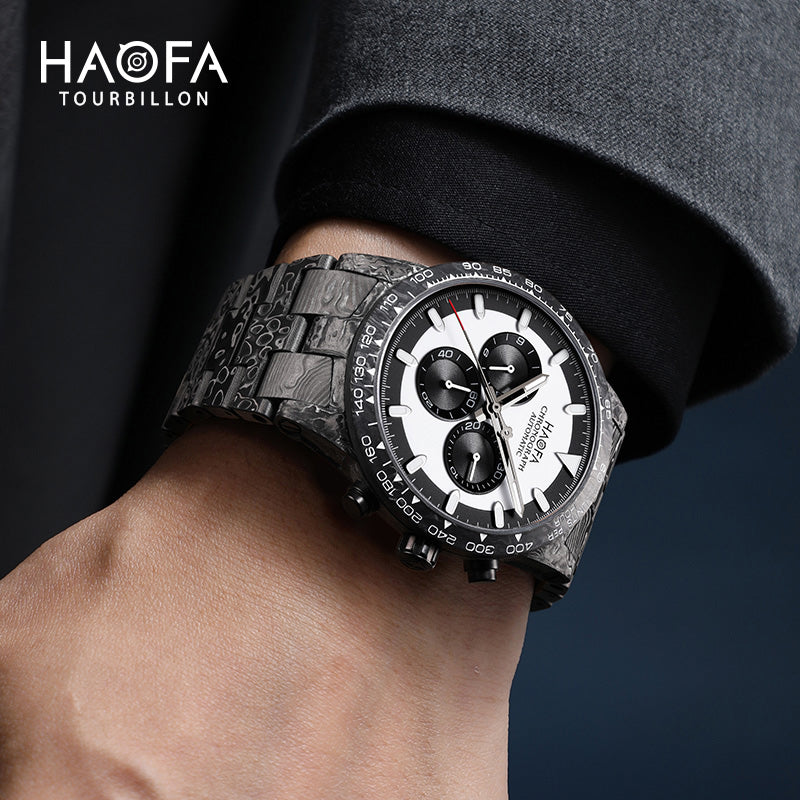 HAOFA 2366-1 Full Carbon Fiber Automatic Chronograph Movement Screw-in crown Watch