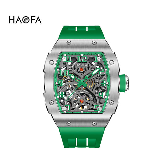 HAOFA 1923A Big Number Maze Skeleton Stainless Steel Automatic Watch