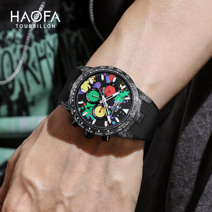 HAOFA Chronograph Movement Full Carbon Fiber Automatic Screw-in crown Watch  2366