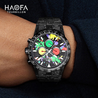 HAOFA 2366-1 Full Carbon Fiber Automatic Chronograph Movement Screw-in crown Watch