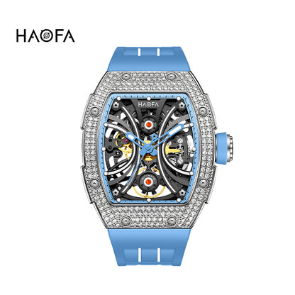 Haofa 1909S Men‘s Automatic Winding Watches Full Diamond Stainless Steel Case