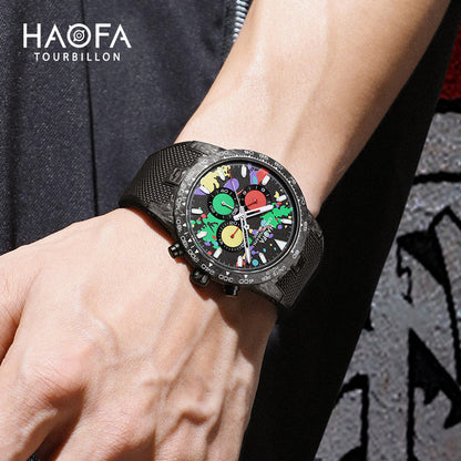 HAOFA Chronograph Movement Full Carbon Fiber Automatic Screw-in crown Watch  2366