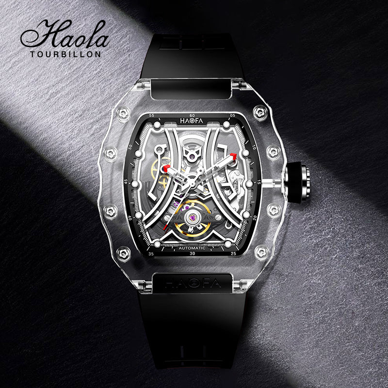 Haofa 2325 Racing Track Dial Transparent K9 Crystal Case Super Luminous Watch